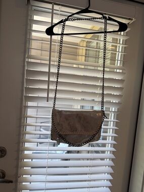 Metallic Gray Chain Shoulder Bag - Unbranded